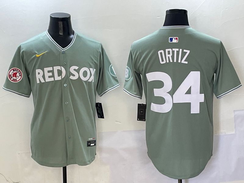 Men Boston Red Sox #34 Ortiz Green Joint Name Game Nike 2025 MLB Jersey style 6->boston red sox->MLB Jersey